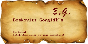 Boskovitz Gorgiás névjegykártya